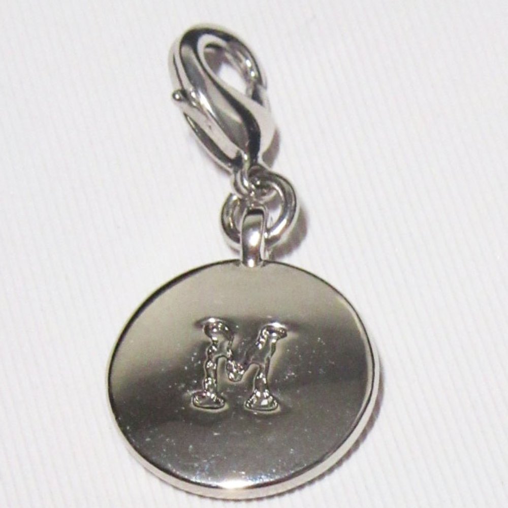 2 PACK Lia Sophia Jewelry Silver Charms Letter "M" Disc for Bracelet & Necklace